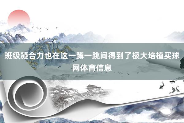 班级凝合力也在这一蹲一跳间得到了极大培植买球网体育信息
