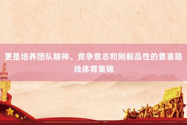 更是培养团队精神、竞争意志和刚毅品性的要害路线体育集锦