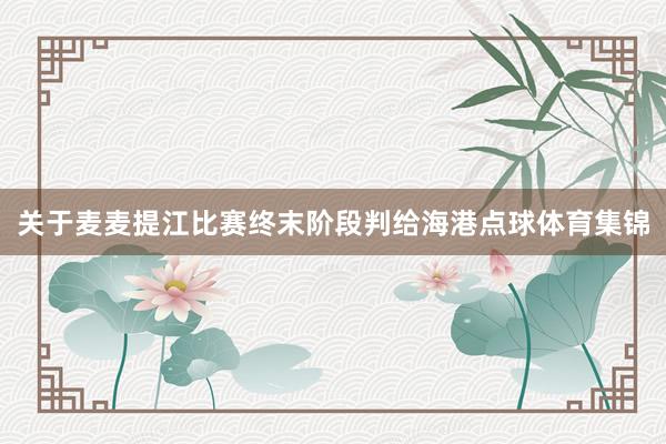 关于麦麦提江比赛终末阶段判给海港点球体育集锦
