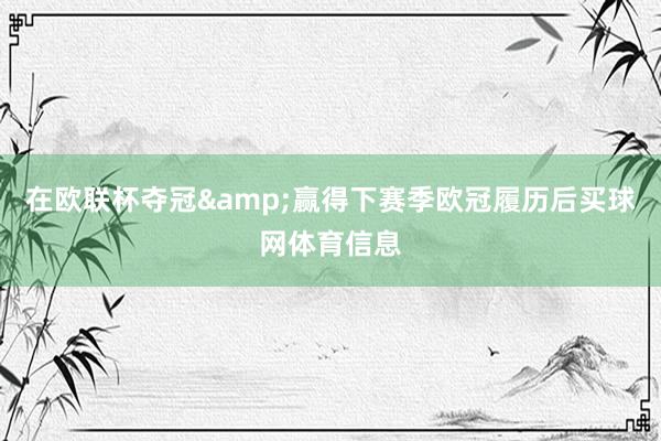 在欧联杯夺冠&赢得下赛季欧冠履历后买球网体育信息