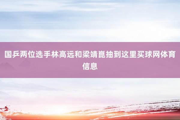 国乒两位选手林高远和梁靖崑抽到这里买球网体育信息