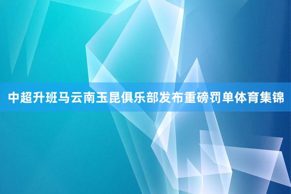 中超升班马云南玉昆俱乐部发布重磅罚单体育集锦