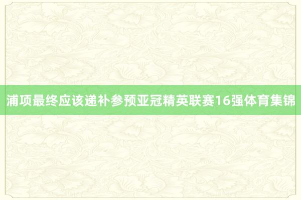 浦项最终应该递补参预亚冠精英联赛16强体育集锦